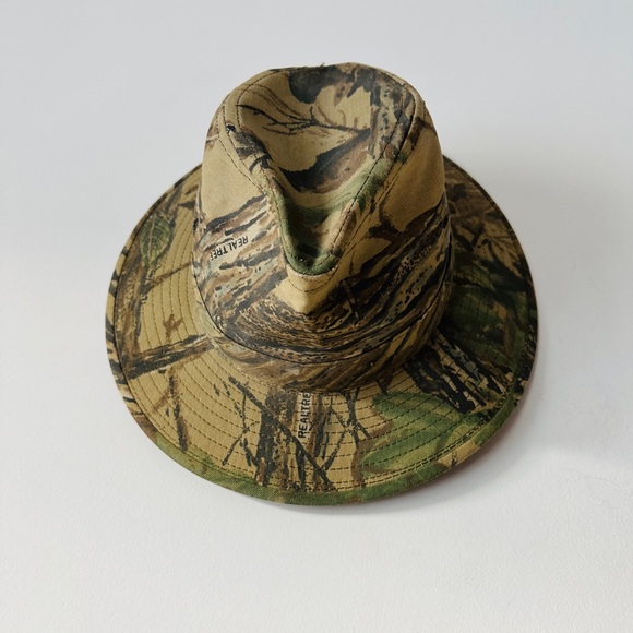Real Tree Camo Print Army Structured Fedora Brim Hat Size Large - Picture 1 of 6